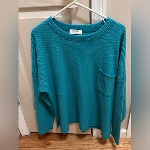 Women’s Scoop-Neck Ribbed Sweater in Teal